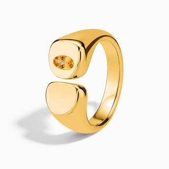 Oval Citrine Signet Ring - Close at Hand 18KT Yellow Gold Vermeil Side View