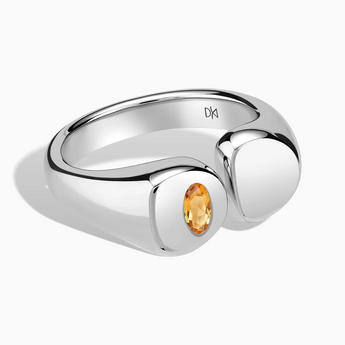 Oval Citrine Signet Ring - Close at Hand 925 Sterling Front View