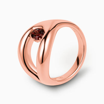 Oval Garnet Embrace Ring - Enfolding Arch 18KT Rose Gold Vermeil Side View