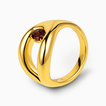 Oval Garnet Embrace Ring - Enfolding Arch 18KT Yellow Gold Vermeil Side View