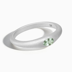 Oval Green Amethyst Sandblasted Ring - Essence 925 Sterling Front View