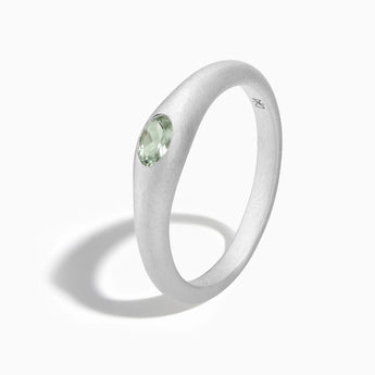 Oval Green Amethyst Sandblasted Ring - Essence 925 Sterling Side View