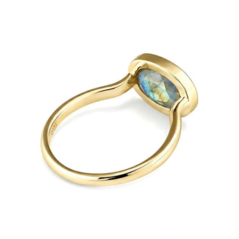 Oval Labradorite Bezel Ring - Contour 18KT Yellow Gold Vermeil Back View