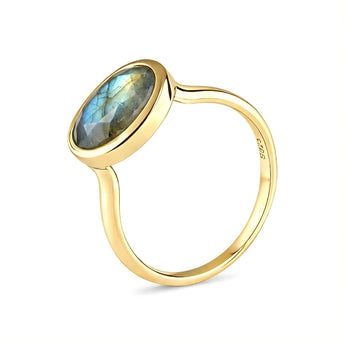 Oval Labradorite Bezel Ring - Contour 18KT Yellow Gold Vermeil Side View