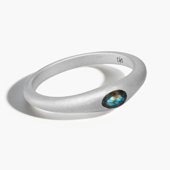 Oval Labradorite Sandblasted Ring - Essence 925 Sterling Front View