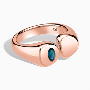 Oval London Blue Topaz Signet Ring - Close at Hand 18KT Rose Gold Vermeil Front View