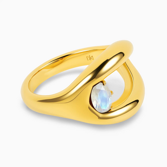 Oval Moonstone Embrace Ring - Enfolding Arch 18KT Yellow Gold Vermeil Hero Angle View