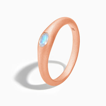 Oval Moonstone Sandblasted Ring - Essence 18KT Rose Gold Vermeil Side View