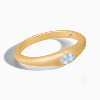 Oval Moonstone Sandblasted Ring - Essence 18KT Yellow Gold Vermeil Front View