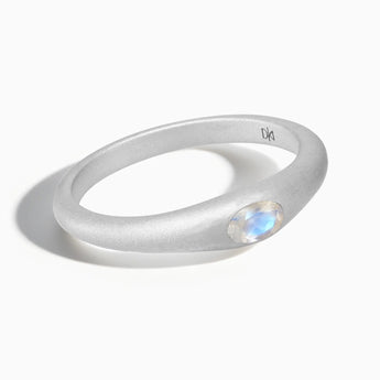 Oval Moonstone Sandblasted Ring - Essence 925 Sterling Front View