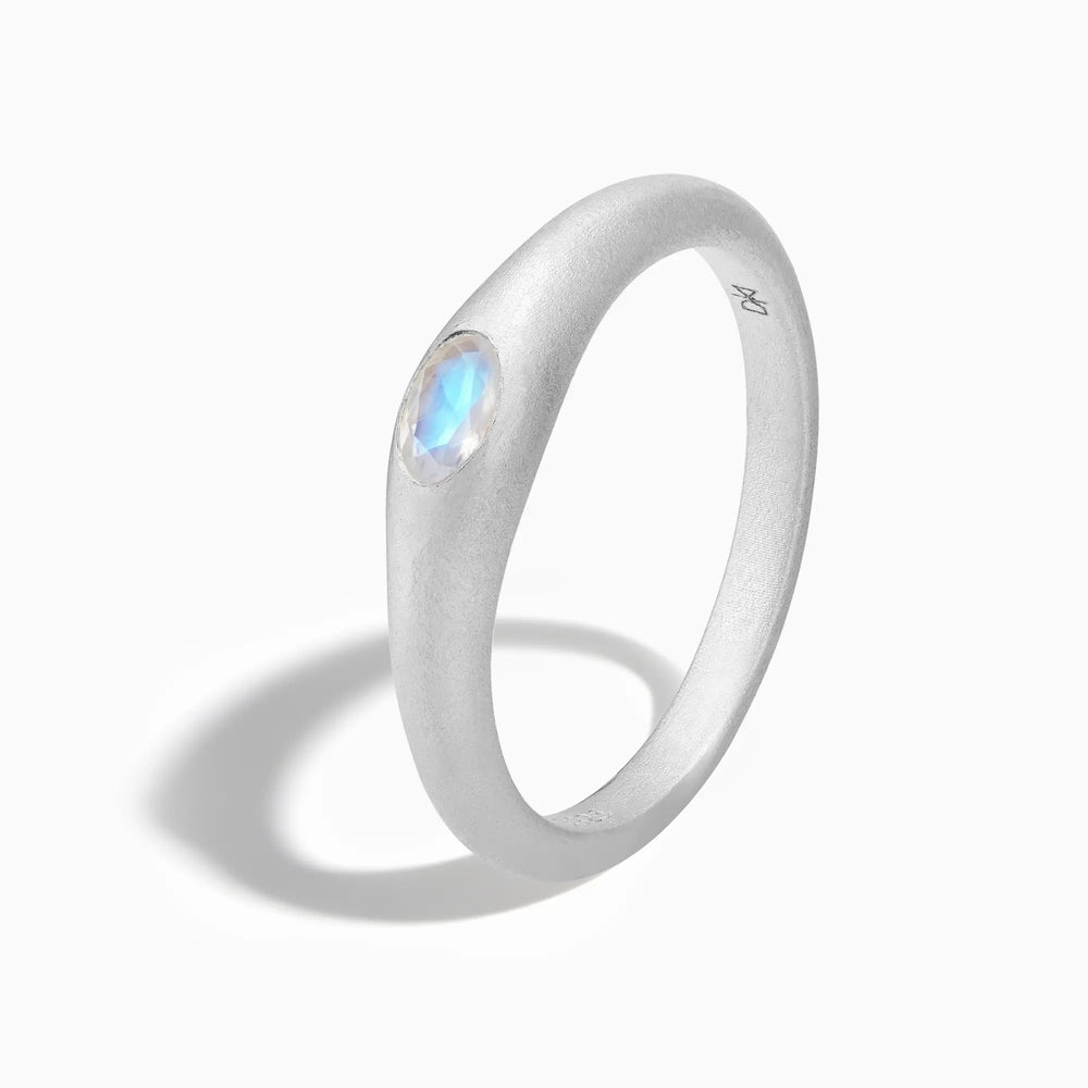 Oval Moonstone Sandblasted Ring - Essence 925 Sterling Side View