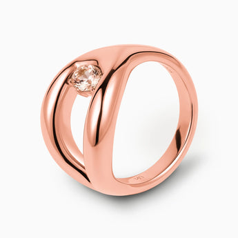 Oval Morganite Embrace Ring - Enfolding Arch 18KT Rose Gold Vermeil Side View