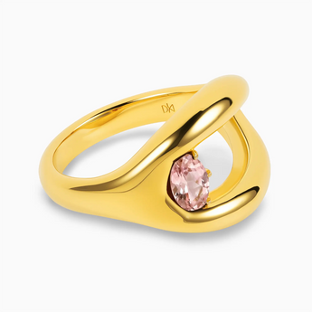 Oval Morganite Embrace Ring - Enfolding Arch 18KT Yellow Gold Vermeil Hero Angle View
