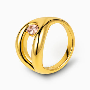 Oval Morganite Embrace Ring - Enfolding Arch 18KT Yellow Gold Vermeil Side View