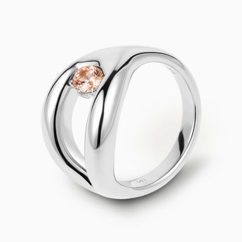 Oval Morganite Embrace Ring - Enfolding Arch 925 Sterling Silver Side View