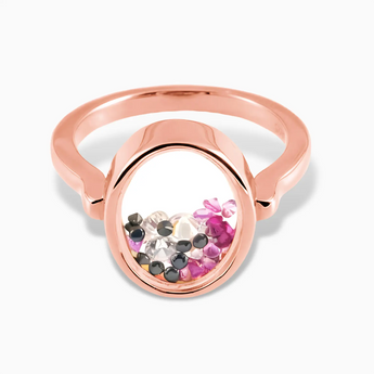 Oval Multigem Shaker Ring - Flux 18KT Rose Gold Vermeil Front View