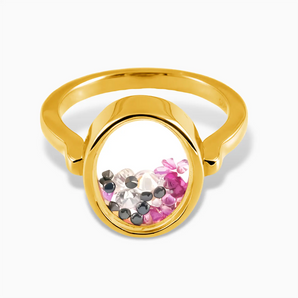 Oval Multigem Shaker Ring - Flux 18KT Yellow Gold Vermeil Front View
