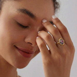 Oval Multigem Shaker Ring - Flux 18KT Yellow Gold Vermeil Model Shot