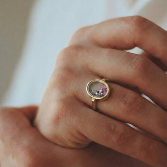 Oval Multigem Shaker Ring - Flux 18KT Yellow Gold Vermeil Worn View