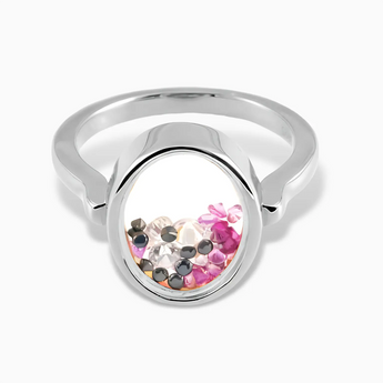 Oval Multigem Shaker Ring - Flux 925 Sterling Silver Front View