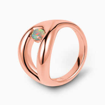 Oval Opal Embrace Ring - Enfolding Arch 18KT Rose Gold Vermeil Side View