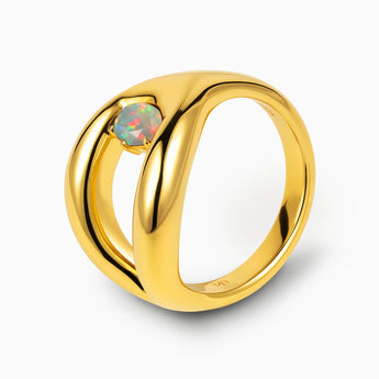 Oval Opal Embrace Ring - Enfolding Arch 18KT Yellow Gold Vermeil Side View