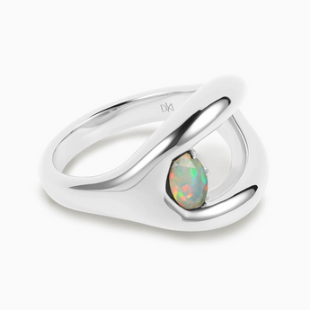 Oval Opal Embrace Ring - Enfolding Arch 925 Sterling Hero Angle View