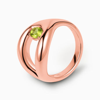 Oval Peridot Embrace Ring - Enfolding Arch 18KT Rose Gold Vermeil Side View
