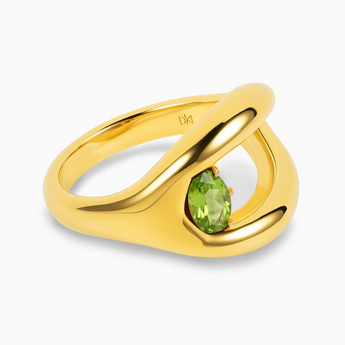 Oval Peridot Embrace Ring - Enfolding Arch 18KT Yellow Gold Vermeil Hero Angle View