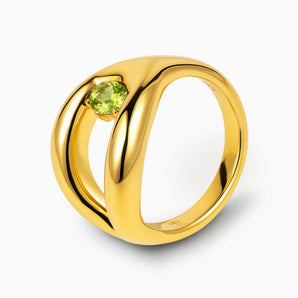 Oval Peridot Embrace Ring - Enfolding Arch 18KT Yellow Gold Vermeil Side View