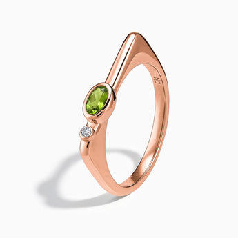 Oval Peridot Puzzle Stacking Ring - Minimal Form 18KT Rose Gold Vermeil Side View
