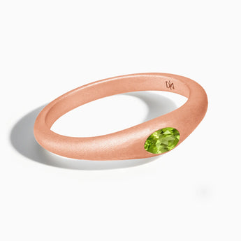 Oval Peridot Sandblasted Ring - Essence 18KT Rose Gold Vermeil Front View
