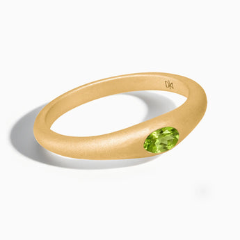 Oval Peridot Sandblasted Ring - Essence 18KT Yellow Gold Vermeil Front View