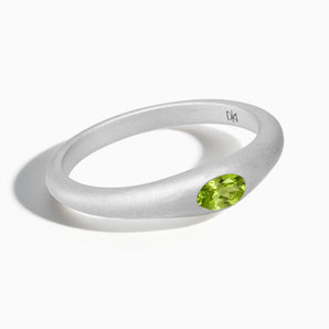Oval Peridot Sandblasted Ring - Essence 925 Sterling Front View