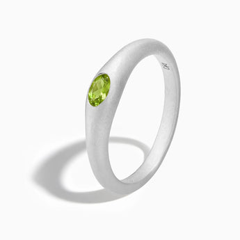 Oval Peridot Sandblasted Ring - Essence 925 Sterling Side View