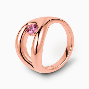 Oval Pink Tourmaline Embrace Ring - Enfolding Arch 18KT Rose Gold Vermeil Side View
