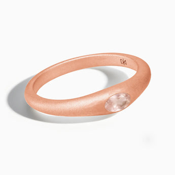 Oval Rose Quartz Sandblasted Ring - Essence 18KT Rose Gold Vermeil Front View