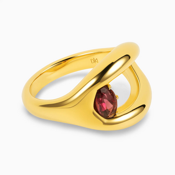 Oval Ruby Embrace Ring - Enfolding Arch 18KT Yellow Gold Vermeil Hero Angle View