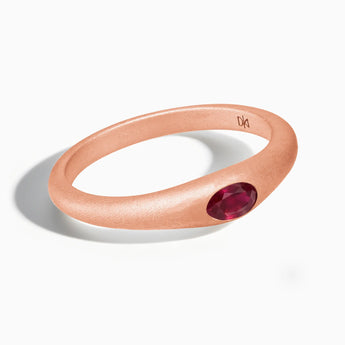 Oval Ruby Sandblasted Ring - Essence 18KT Rose Gold Vermeil Front View