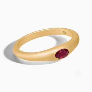 Oval Ruby Sandblasted Ring - Essence 18KT Yellow Gold Vermeil Front View