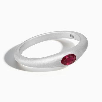 Oval Ruby Sandblasted Ring - Essence 925 Sterling Front View