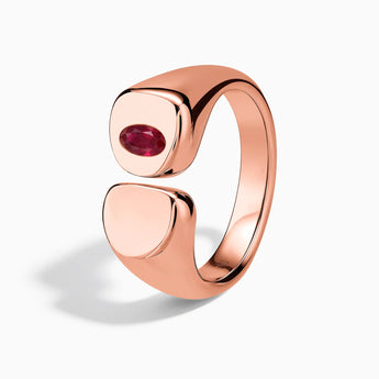 Oval Ruby Signet Ring - Close at Hand 18KT Rose Gold Vermeil Side View