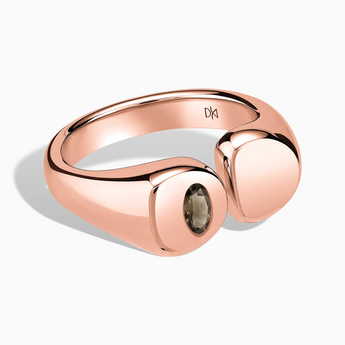 Oval Smoky Quartz Signet Ring - Close at Hand 18KT Rose Gold Vermeil Front View