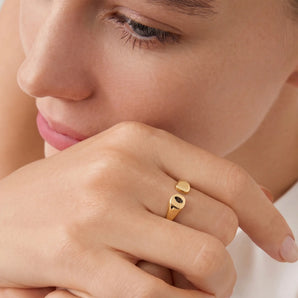 Oval Smoky Quartz Signet Ring - Close at Hand 18KT Yellow Gold Vermeil Model Shot