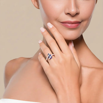 Pear Alexandrite Wrap Ring - Orbit 18KT Rose Gold Vermeil Model Shot