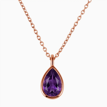 Pear Amethyst Reversible Necklace - Inner Heart 18KT Rose Gold Vermeil Front View