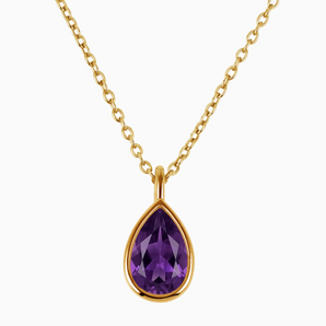 Pear Amethyst Reversible Necklace - Inner Heart 18KT Yellow Gold Vermeil Front View