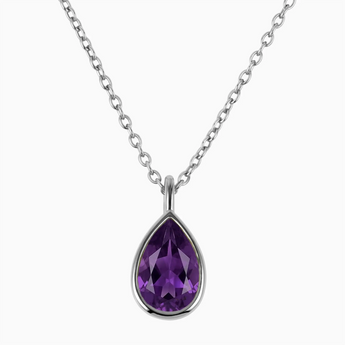 Pear Amethyst Reversible Necklace - Inner Heart 925 Sterling Front View