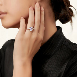 Pear Amethyst Wrap Ring - Orbit 925 Sterling Silver Model Shot