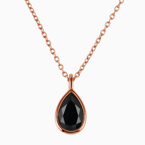 Pear Black Onyx Reversible Necklace - Inner Heart 18KT Rose Gold Vermeil Front View